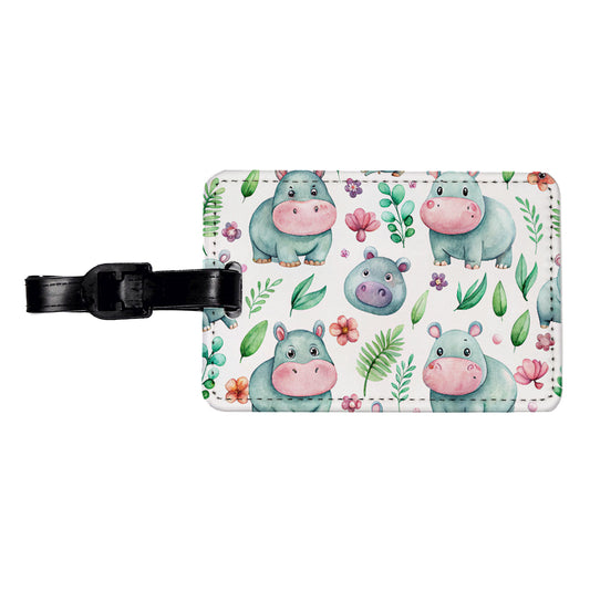 Sweet Hippos Travel Faux Leather Luggage Tag