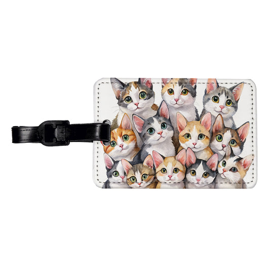 Sweet Japanese Bobtail Cats Travel Faux Leather Luggage Tag