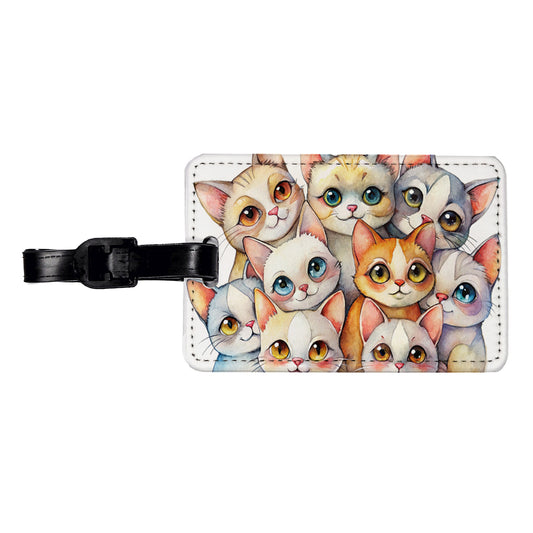 Sweet Khao Manee Cats Travel Faux Leather Luggage Tag