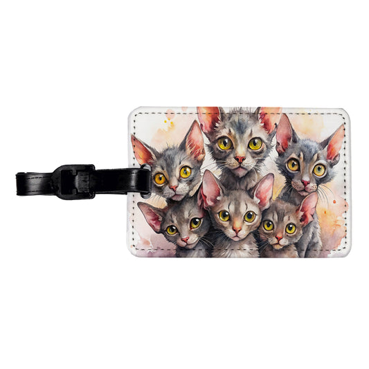 Sweet Lykoi Cats Travel Faux Leather Luggage Tag