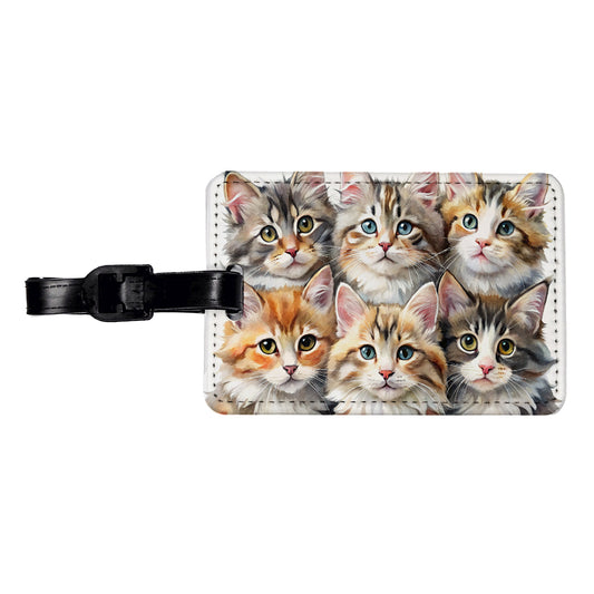 Sweet Maine Coon Cats Travel Faux Leather Luggage Tag