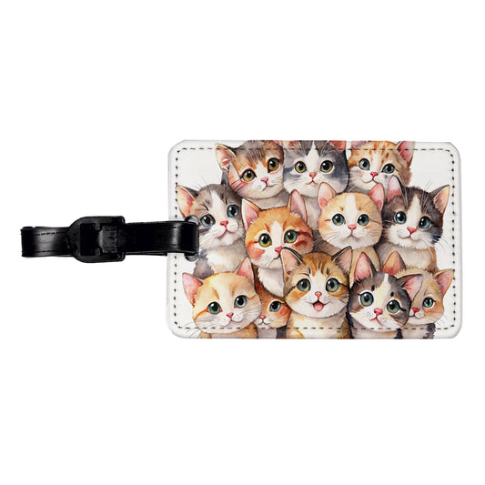 Sweet Munchkin Cats Travel Faux Leather Luggage Tag