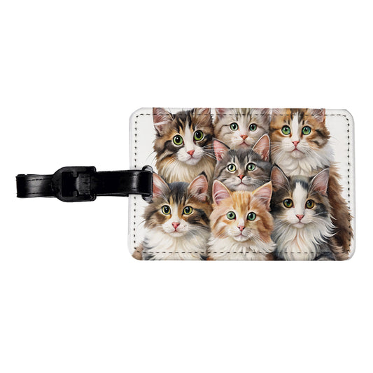 Sweet Norwegian Forest Cats Travel Faux Leather Luggage Tag