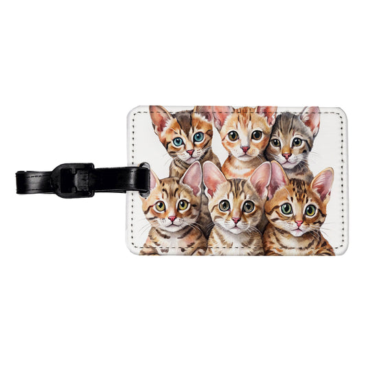 Sweet Ocicat Cats Travel Faux Leather Luggage Tag