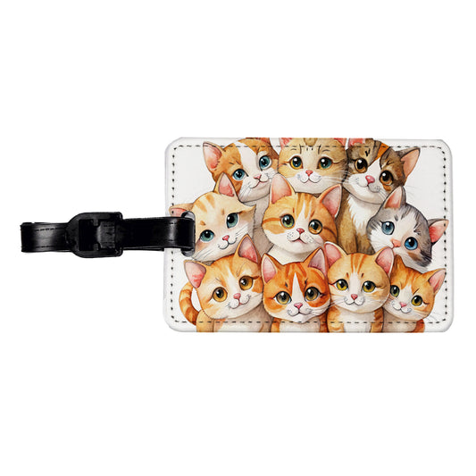 Sweet Orange And White Cats Travel Faux Leather Luggage Tag