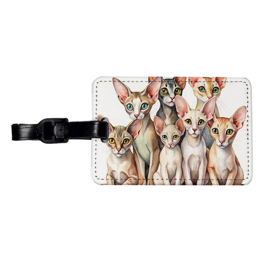 Sweet Oriental Shorthair Cats Travel Faux Leather Luggage Tag