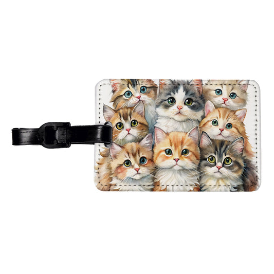 Sweet Ragamuffin Cats Travel Faux Leather Luggage Tag