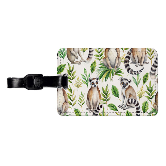 Sweet Ringtail Lemurs Travel Faux Leather Luggage Tag