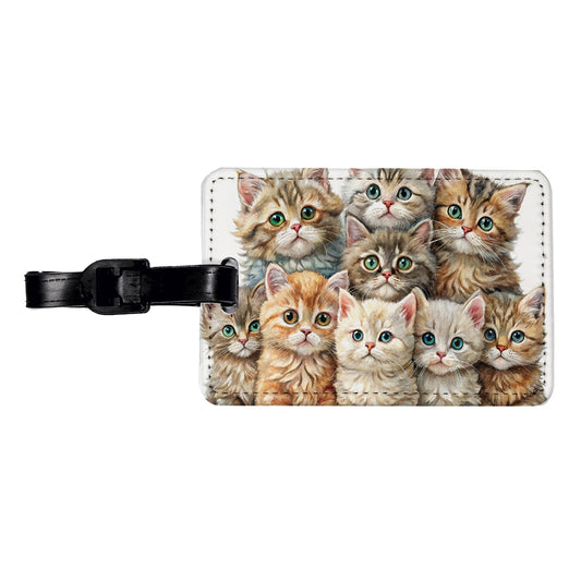 Sweet Selkirk Rex Cats Travel Faux Leather Luggage Tag