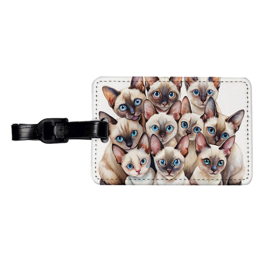 Sweet Siamese Cats Travel Faux Leather Luggage Tag