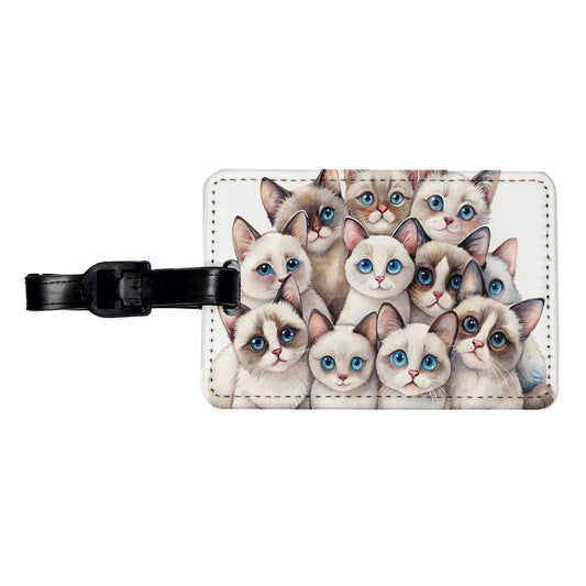 Sweet Snowshoe Cats Travel Faux Leather Luggage Tag