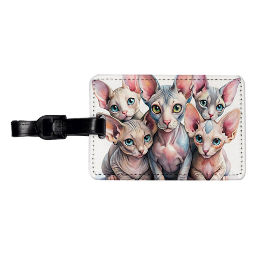 Sweet Sphynx Cats Travel Faux Leather Luggage Tag