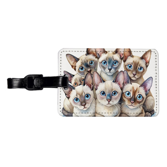 Sweet Tonkinese Cats Travel Faux Leather Luggage Tag