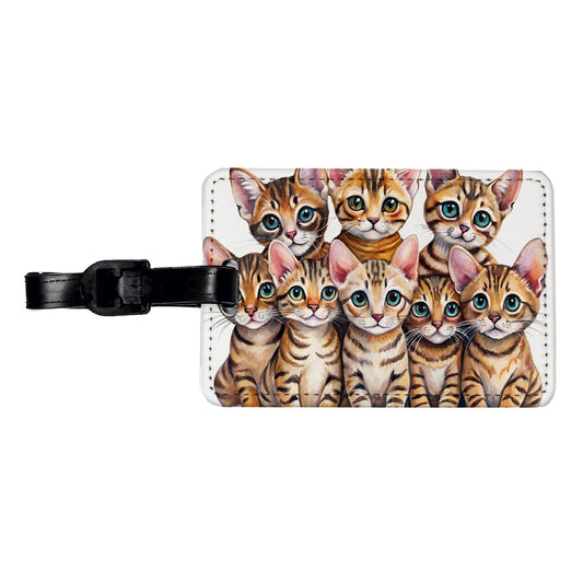 Sweet Toyger Cats Travel Faux Leather Luggage Tag