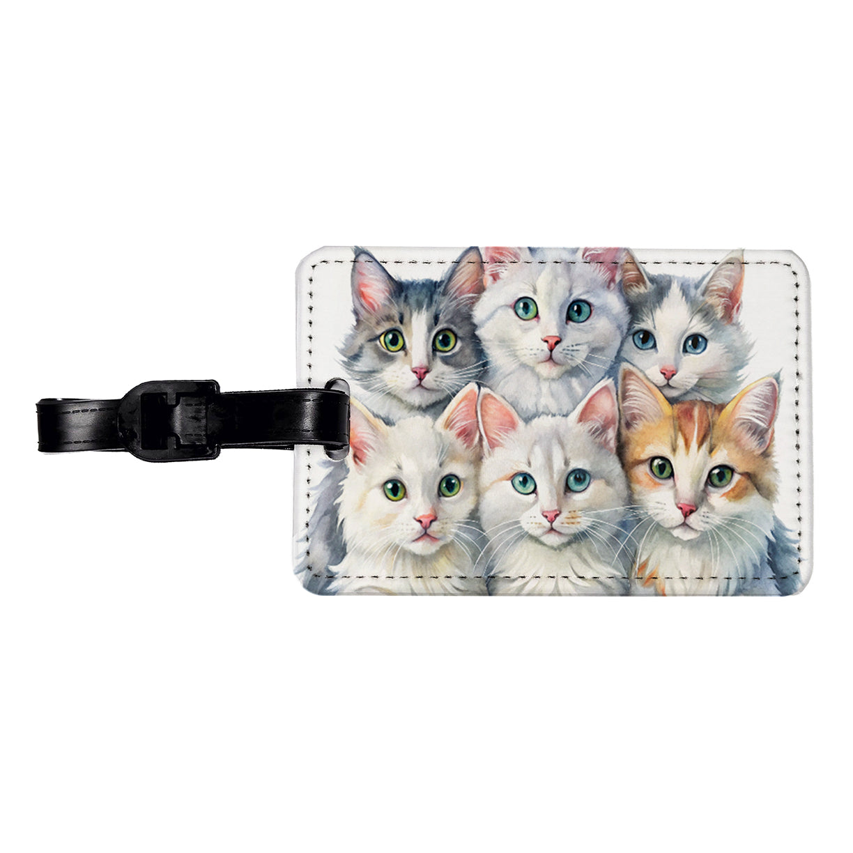 Sweet Turkish Angora Cats Travel Faux Leather Luggage Tag