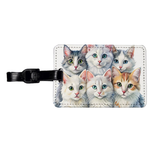Sweet Turkish Angora Cats Travel Faux Leather Luggage Tag
