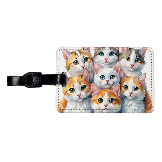 Sweet Turkish Van Cats Travel Faux Leather Luggage Tag