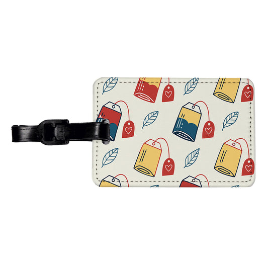 Tea Bags Fun Scattered Travel Faux Leather Luggage Tag