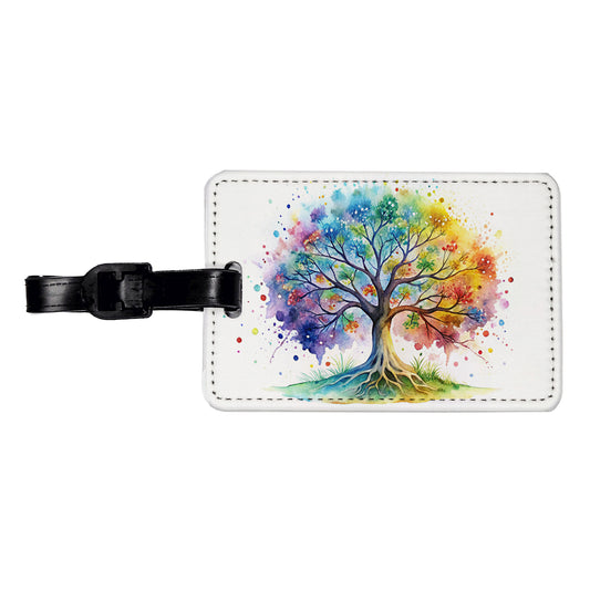 Tree Of Life Rainbow Watercolor Travel Faux Leather Luggage Tag