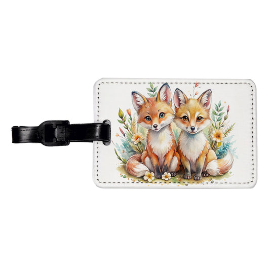 Two Sweet Foxes Travel Faux Leather Luggage Tag