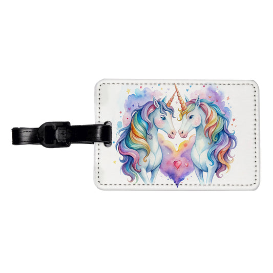 Unicorns In Love Valentine's Day Travel Faux Leather Luggage Tag