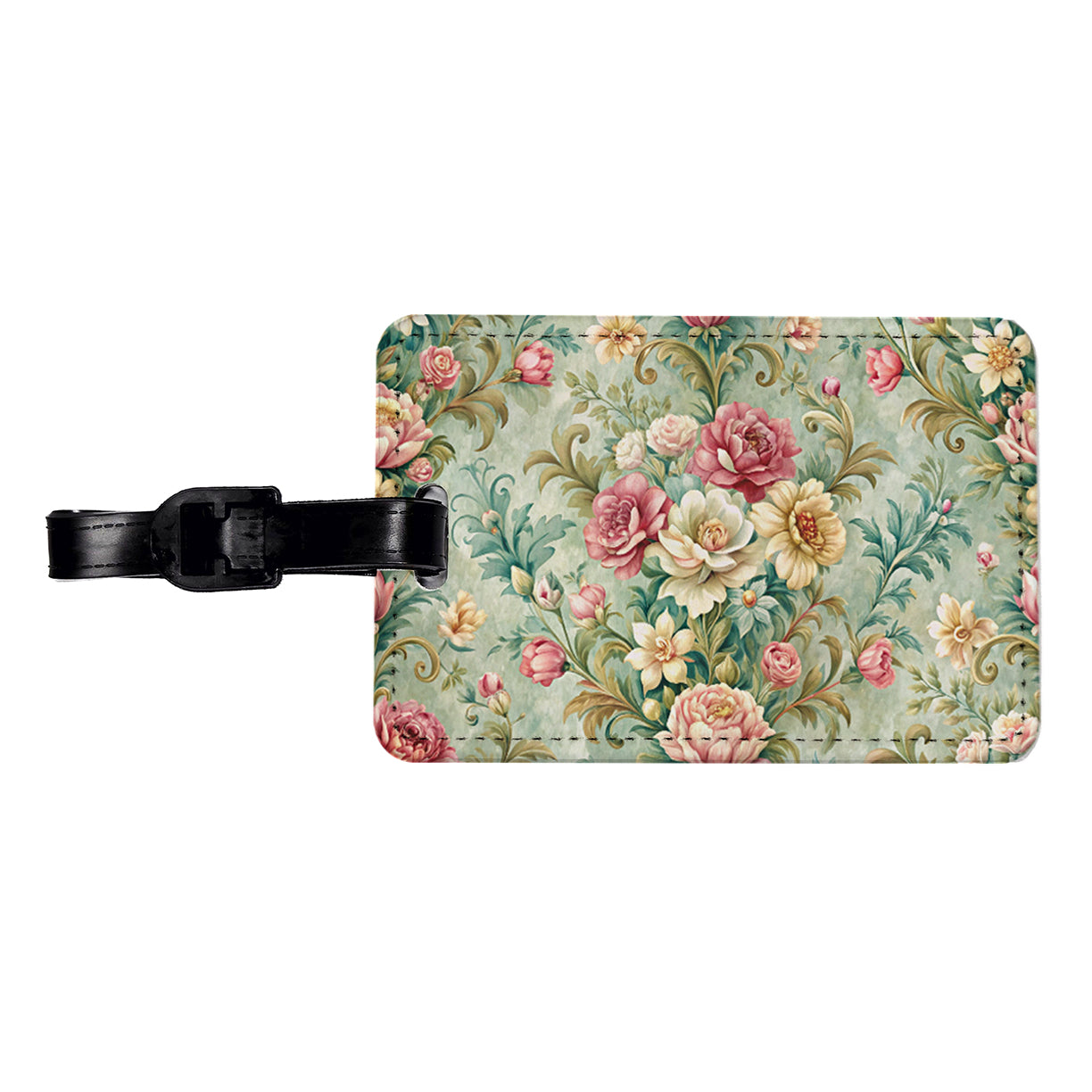 Victorian Flowers Floral Wallpaper Travel Faux Leather Luggage Tag