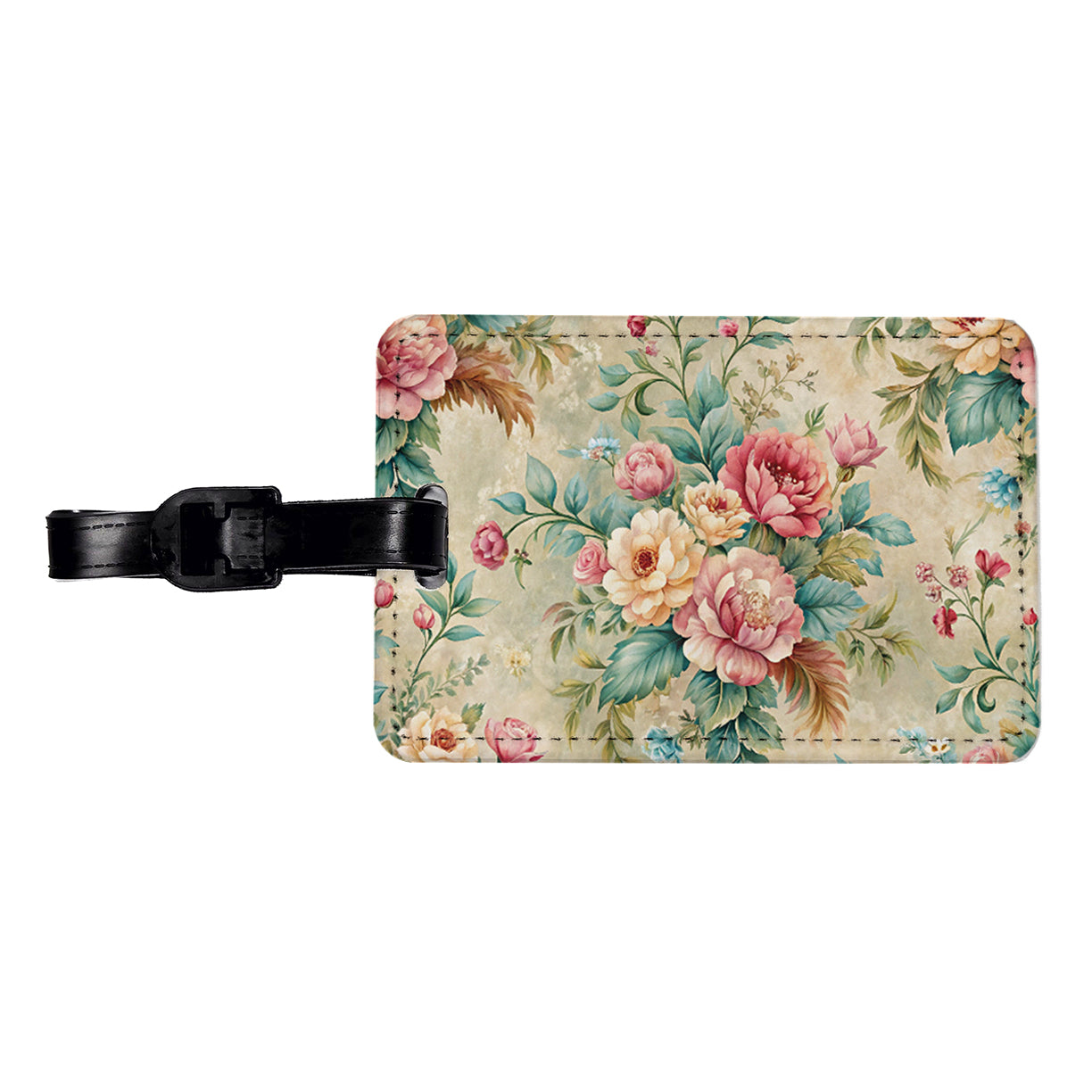 Victorian Flowers Wallpaper Travel Faux Leather Luggage Tag