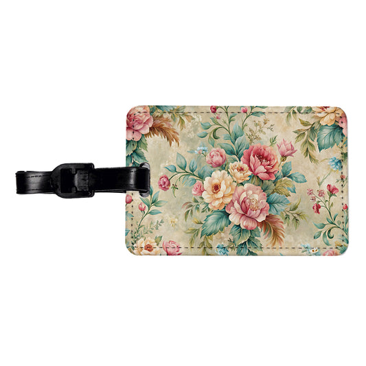 Victorian Flowers Wallpaper Travel Faux Leather Luggage Tag