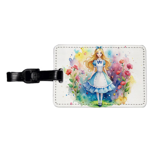 Alice In Wonderland Watercolor Travel Faux Leather Luggage Tag