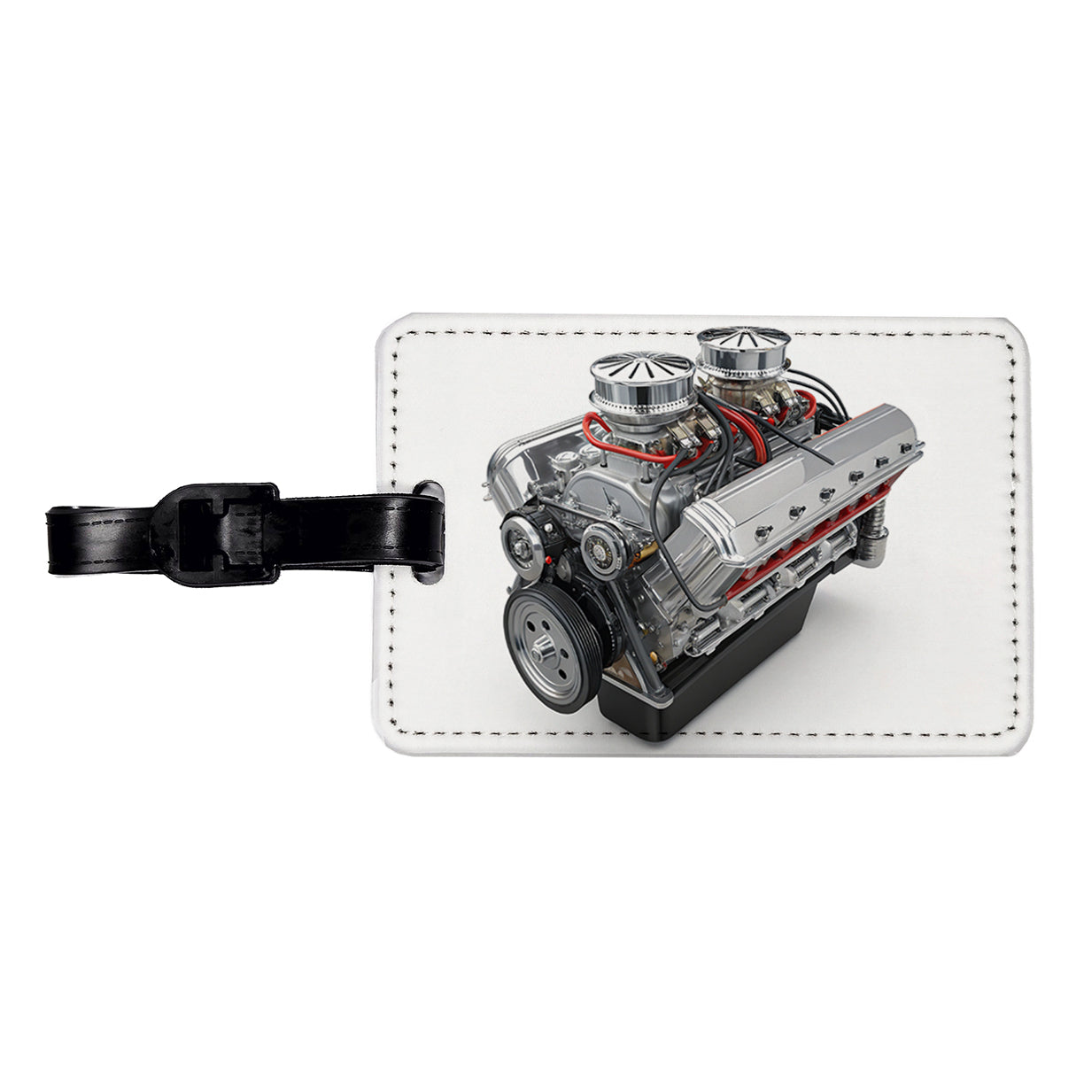 Classic V8 Muscle Car Engine Travel Faux Leather Luggage Tag