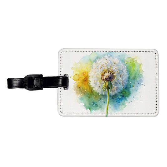 Dandelion Watercolor Travel Faux Leather Luggage Tag