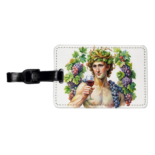 Greek God Bacchus With Wine And Grapes Travel Faux Leather Luggage Tag