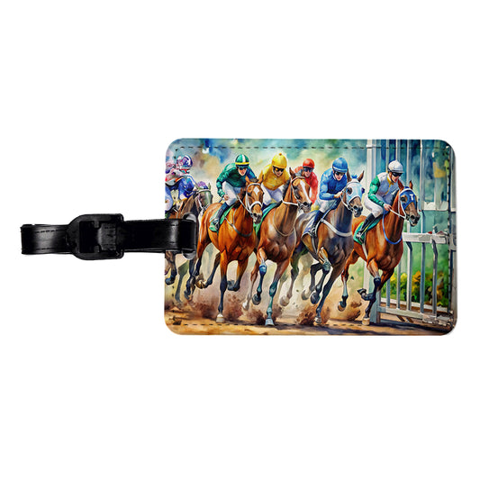 Horse Racing Track Travel Faux Leather Luggage Tag