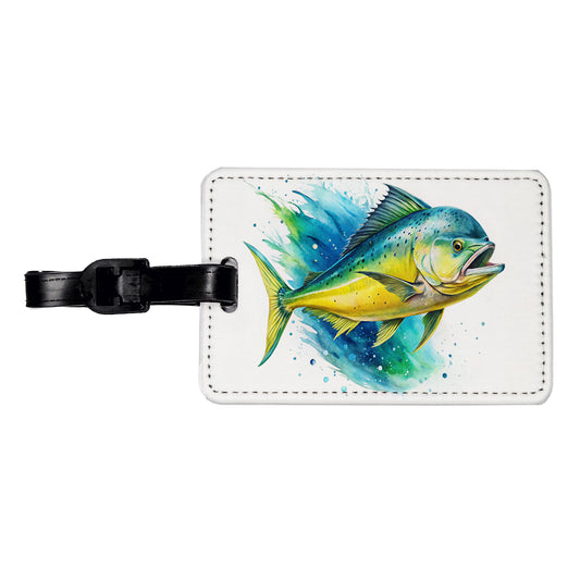 Mahi Mahi Fish Watercolor Travel Faux Leather Luggage Tag