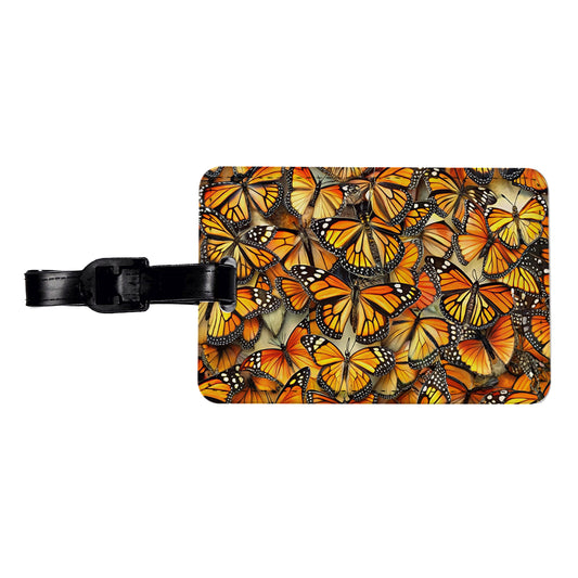 Monarch Butterflies Covering Everything Travel Faux Leather Luggage Tag