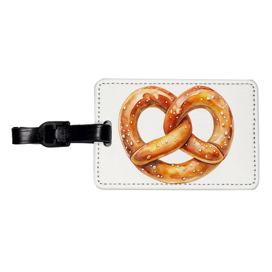 Pretzel Knot Oktoberfest Watercolor Travel Faux Leather Luggage Tag