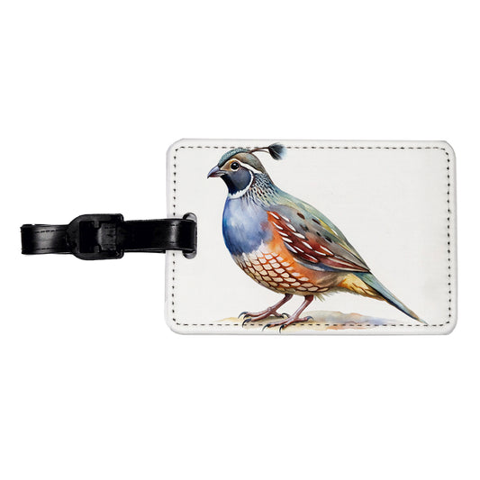 Quail Watercolor Travel Faux Leather Luggage Tag