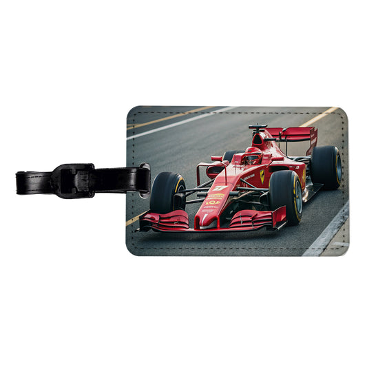 Red Racing Sports Car Travel Faux Leather Luggage Tag