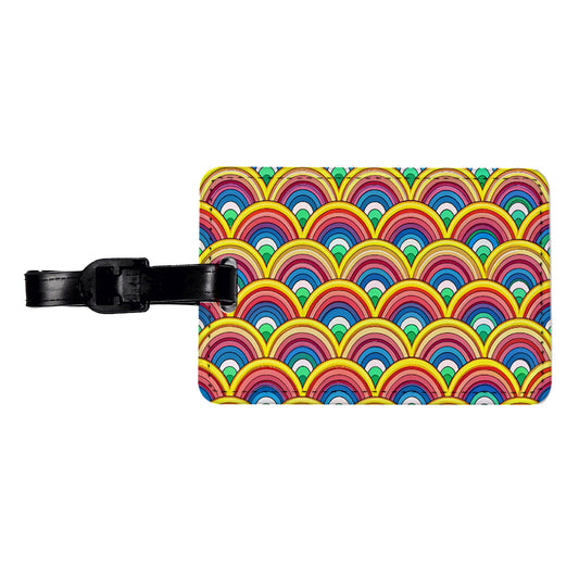 Bohemian Rainbow Pattern Travel Faux Leather Luggage Tag