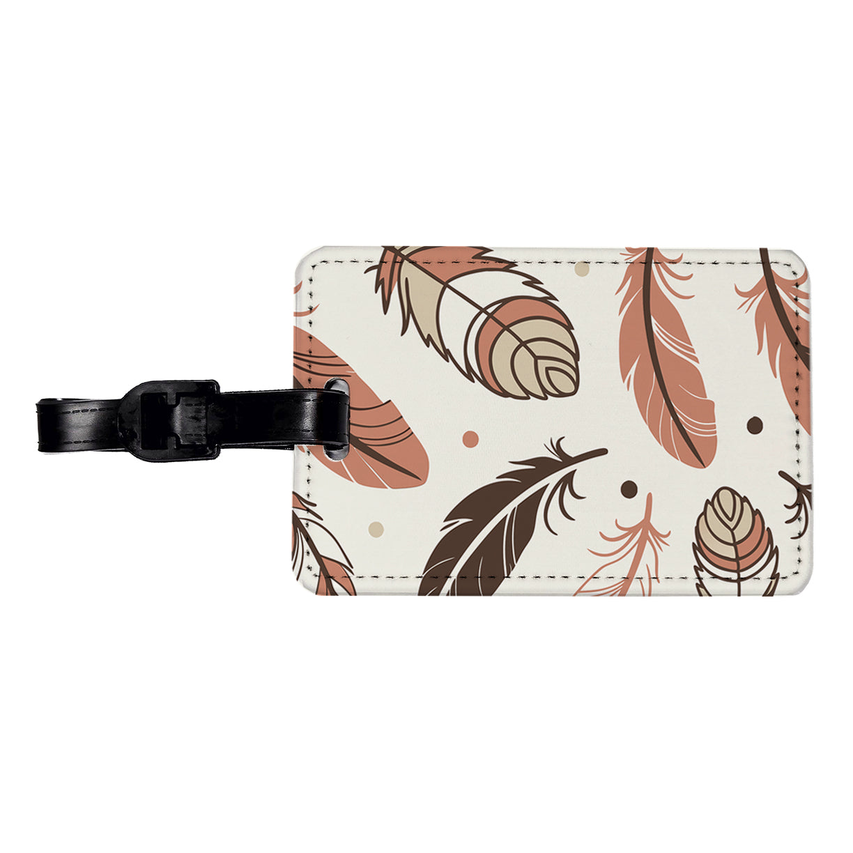 Boho Feathers Travel Faux Leather Luggage Tag