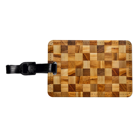 Butcher Block Travel Faux Leather Luggage Tag