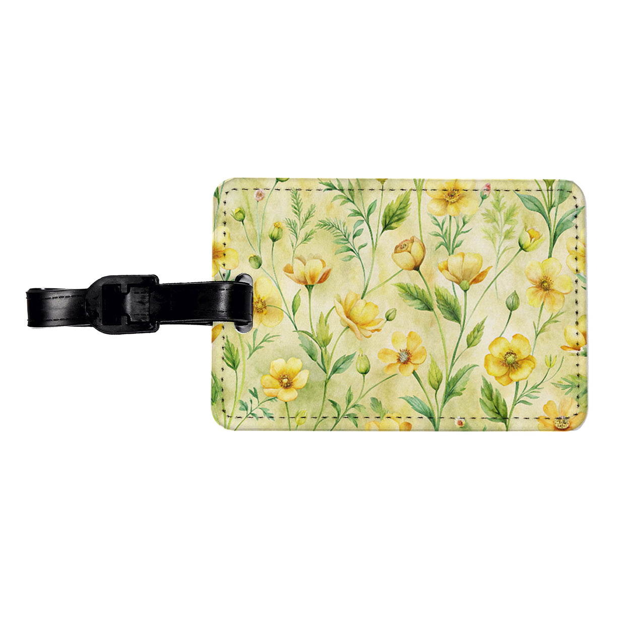 Buttercups Yellow Flowers Travel Faux Leather Luggage Tag