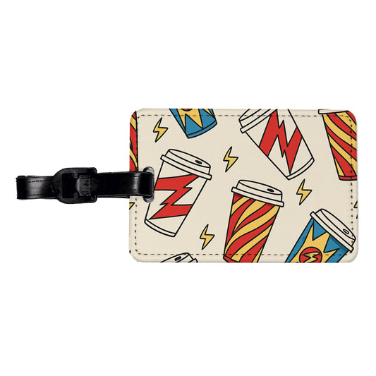 Coffee Cups Dynamic Travel Faux Leather Luggage Tag