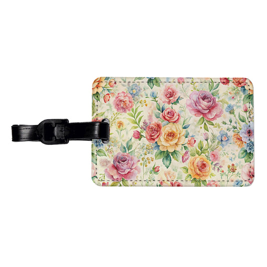 Ditsy Floral Flowers Pattern Travel Faux Leather Luggage Tag