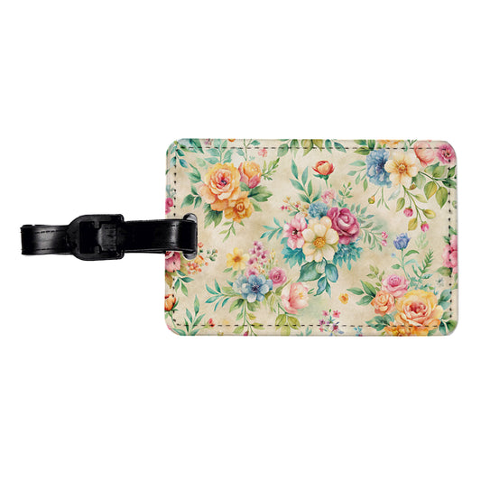 Ditsy Floral Flowers Wallpaper Travel Faux Leather Luggage Tag