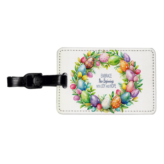 Embrace New Beginnings Easter Inspirational Travel Faux Leather Luggage Tag