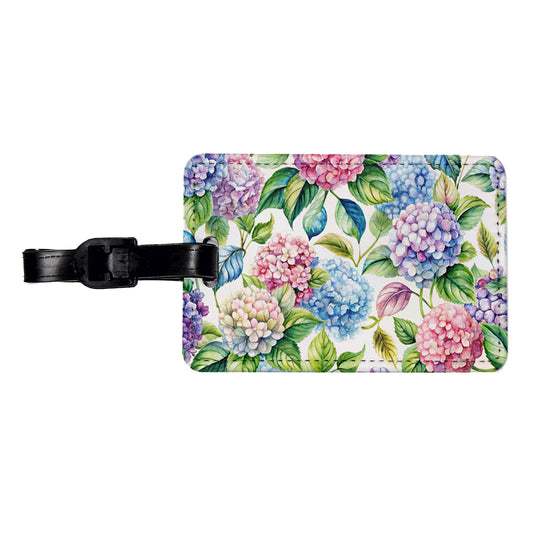 Hydrangea Floral Flowers Travel Faux Leather Luggage Tag