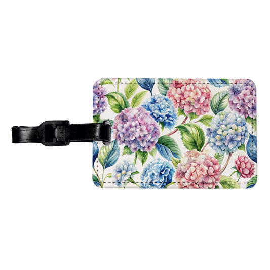 Hydrangea Flowers Wallpaper Travel Faux Leather Luggage Tag