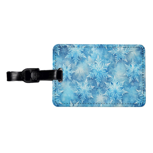 Ice Crystals Snowflakes Winter Beautiful Travel Faux Leather Luggage Tag
