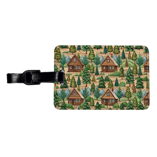 Log Cabin Pattern Travel Faux Leather Luggage Tag